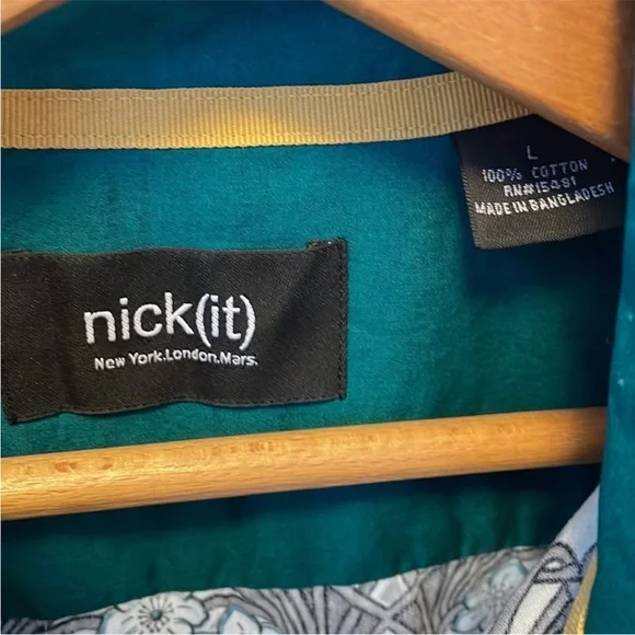 Nick (it) NY London men's large button down shirt 100% cotton floral - Picture 3 of 4